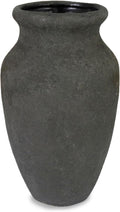 roro 7-Inch Handmade Textured Black Ceramic Prunus Vase - Artisan Handcrafted for Home & Office Decor, Ideal Housewarming Gift, Modern Rustic Farmhouse Minimalist