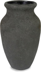roro 7-Inch Handmade Textured Black Ceramic Prunus Vase - Artisan Handcrafted for Home & Office Decor, Ideal Housewarming Gift, Modern Rustic Farmhouse Minimalist