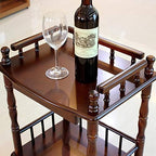 Telephone Table, European Side Table,Solid Wood Sofa Side Table, Casual Small Coffee Table,Plant Stand/Telephone Stand,2-Story Bedside Table with Drawe(Brown-18.11 * 14.17 * 26.77in