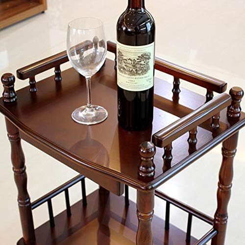 Telephone Table, European Side Table,Solid Wood Sofa Side Table, Casual Small Coffee Table,Plant Stand/Telephone Stand,2-Story Bedside Table with Drawe(Brown-18.11 * 14.17 * 26.77in