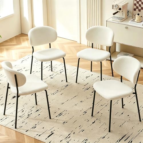 Homedot Modern Round Dining Table Set for 4 with Chairs, 47.24" Oak Wooden Kitchen Table with 4 Seated Dining Room Chairs, 5-Piece Kitchen Dining Table Chairs Set for Apartment,Living Room