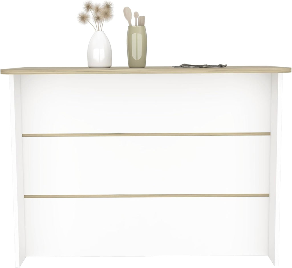 Kitchen Island with Two-Tier Storage Shelf and Workstation, White | Two-tier storage shelf and spacious workstation for efficient meal prep