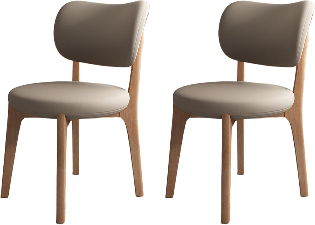 Solid Wood Dining Chairs Set of 2,Mid Century Modern Dining Chairs with Curved Backrest & Wood Frame,Upholstered Dining Room Chairs for Kitchen, Living Room Light Walnut+Dark Khaki