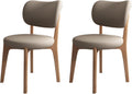 Solid Wood Dining Chairs Set of 2,Mid Century Modern Dining Chairs with Curved Backrest & Wood Frame,Upholstered Dining Room Chairs for Kitchen, Living Room Light Walnut+Dark Khaki
