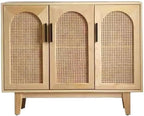 Entryway Cabinet Simple Solid Wood Rattan Dining Sideboard Nordic Home Living Room Kitchen Storage Locker Sideboard Storage Cabinet(M:120CMX35CMX90CM)