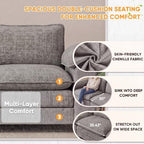 Homall 118.9" L Shaped Cloud Couch, Modular Sectional Sofa for Living Room | Comfy Chenille, Movable Ottoman, 30" Deep Seat, Washable Cover, Sturdy Frame, High-Density Foam, Easy Assembly, Light Grey
