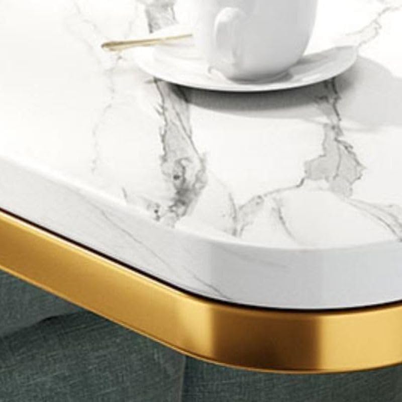 End Table, Modern Marble Side Table Sofa Table with Storage Shelf, Narrow Nightstand for Living Room Bedroom Office (Typ B, Gold-White)