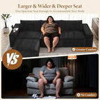 Vesgantti 114" L Shaped Couch, Deep Seat Sectional Sofa, Black | Oversized 3 Seater Modular Couch with Ottoman, Cloud Sofa for Living Room, No Assembly Required, Free Combination, Chenille