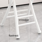 Folding Stool with Backrest, Cushioned Padded Leather Round Portable Foldable Bar Stool Chair for Kitchen(White)