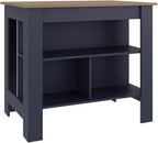 Kitchen Island with Three Open Shelves and Four Legs | Three open shelves for storage and organization