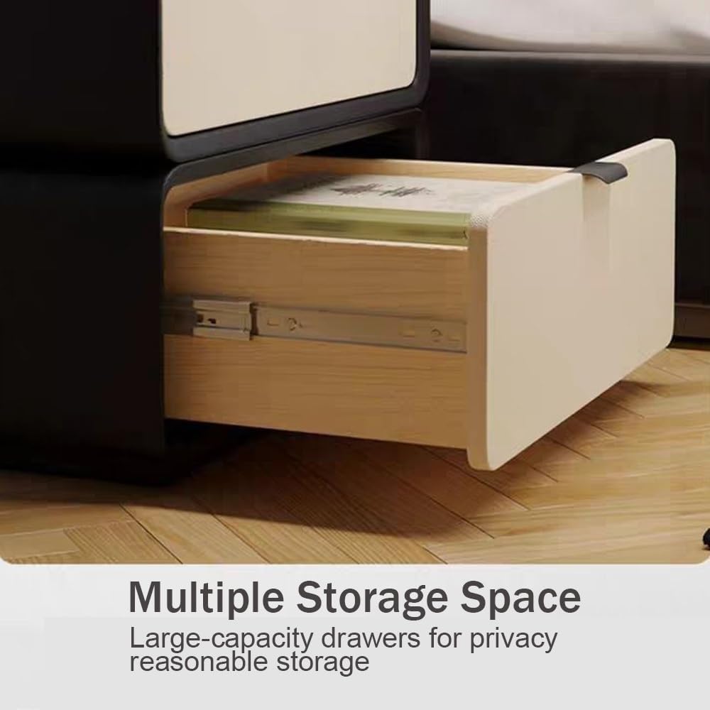 2 Drawer Bedside Table Wood Full Floor-Standing Nightstand Modern Side Table with Removable Drawer Smooth Rails for Living Room All Occasion