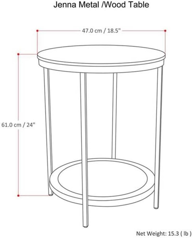 Industrial Round Side Table, 18" W x 24" H, Mango Hardwood and Metal Frame, Natural Finish, Open Bottom Shelf, Multipurpose Accent Table for Living Room, Bedroom, or Office