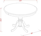 HomeStock 5 Piece Dinette Set for 4 Includes a Round Dining Table with Pedestal and 4 Dining Room Chairs, 42x42 Inch,Mahogany