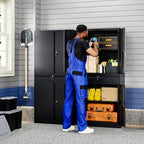 Yizosh Metal Garage Storage Cabinet with Locking Doors and Adjustable Shelves, 71" Tool Storage Cabinet with 1 Drawer for Garage,Warehouse (Black)