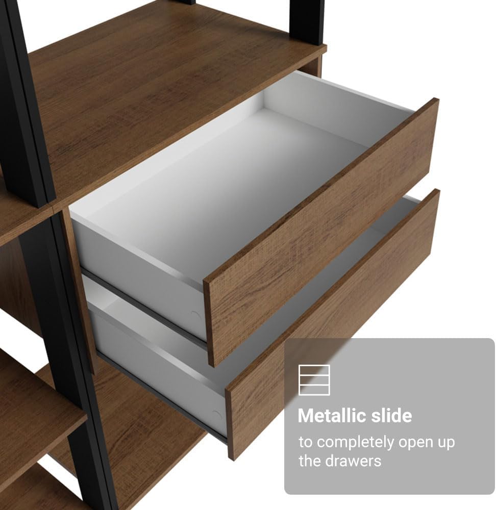 Madesa Kitchen Pantry Storage Rack with 2 Drawers and Open Shelves 51" L Multiuse Modular Cabinet for Kitchen Organization - Black/Brown