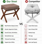 BAMBOOHOMIE Foldable Foot Stool Ottoman, Modern Foot Rest with Bamboo X Legs & Thick Foam Cushion, Folding Foot Stools Small Padded for Bedroom Living Room, Footstool for Chair Couch (Brown - Brown)