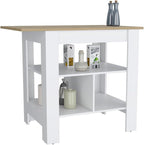Kitchen Island Pompeya with Three Shelves White Finish | Three-shelf design with white finish and particle board construction