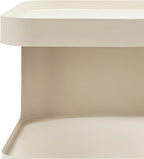 Modern Metal Side Table with Storage - No Assembly Small End Table & Nightstand for Bedroom,Living Room,Couch - Compact Accent Table for Small Spaces,Durable Bedside Table (Cream)