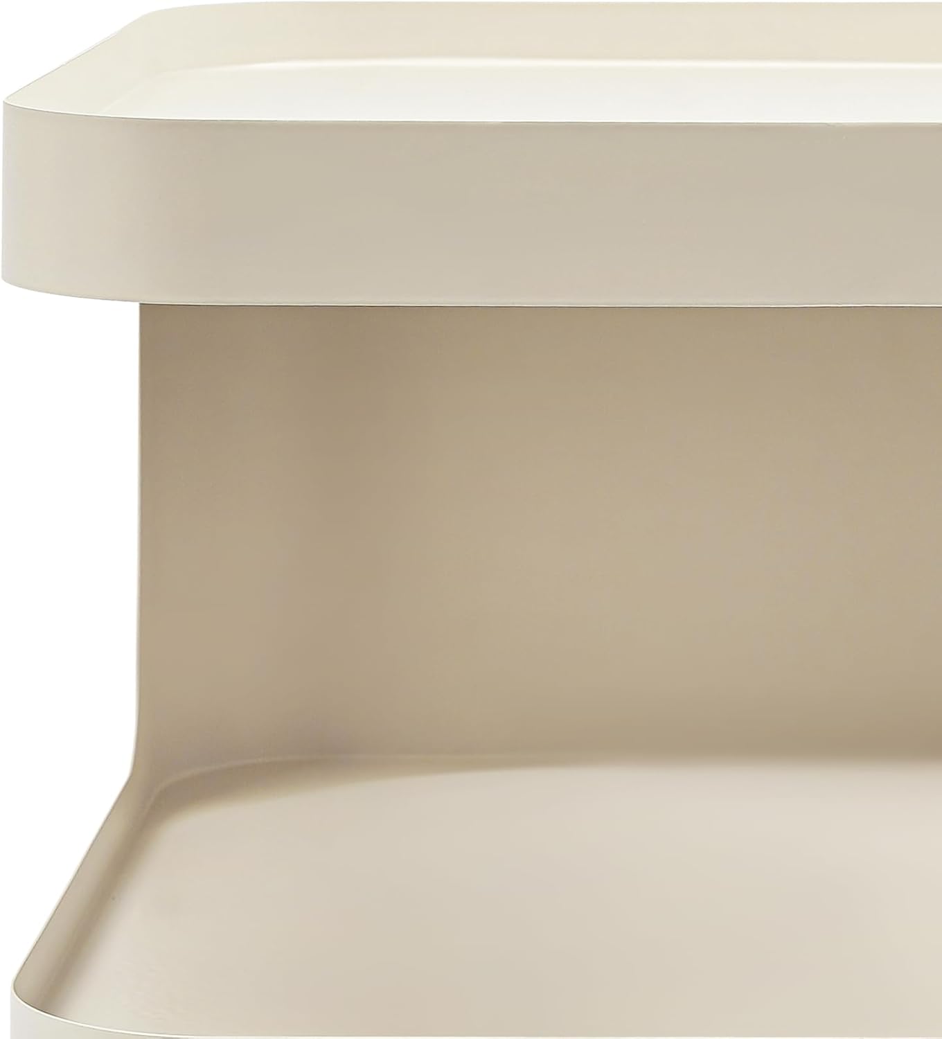 Modern Metal Side Table with Storage - No Assembly Small End Table & Nightstand for Bedroom,Living Room,Couch - Compact Accent Table for Small Spaces,Durable Bedside Table (Cream)
