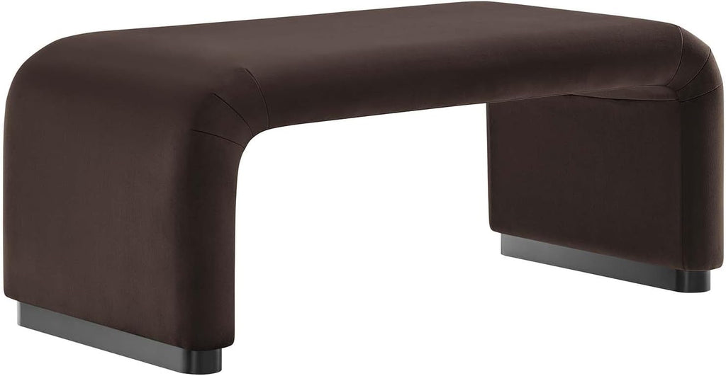 Modway EEI-6735-BLK-CHB Koda Performance Velvet Waterfall Ottoman, Black Chocolate Brown