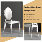 Luxury Marble Dining Table Set for 6 People, 70" Double O-Shaped Faux Marble Kitchen Table with 6 Round PU Leather Chairs, for Kitchen, Dining Room (1 White Table + 6 White Chairs)