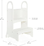 Guidecraft High-Rise Step-Up - White: Two Step Stool with Handles and Safety Non-Slip Treads and Anti-Tip Feet for Kids and Adults- Quality Learning Furniture