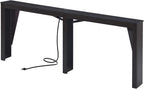 MOHOPE 78.8" Long Console Table with Power Outlets, 7.9" Narrow Sofa Table with USB & Type-C Ports, Skinny Behind Couch Tables with Charging Station, Entryway Table for Hallway, Living Room, Black