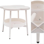 End Table Sofa & Console Flower Shape Snack Side Table with Stand Modern Decorative Side Coffee Table with Load-Bearing 110lbs for Home Bedroom Living Room Kitchen (White)