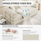 4-in-1 Folding Convertible Sofa Bed, 78 Inch Couch with Fixed-Shape Frame, Corduroy Loveseat Sleeper with Pull Out Bed, Floor Sofa Modular Futon Couch for Living Room Bedroom Lounge (Beige)