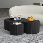 WILLIAMSPACE Black Round Coffee Table Set of 3, Modern Circle Wood Coffee Table Set, 3 Peice Nesting Coffee Accent Side Table End Table for Home Office, No Assembly (3 PCS, Black)