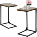 C Shaped End Tables Set of 2,Sofa Table with Metal Frame,Couch Tables with Adjustable Feet,Modern C-Design Small Side Table for Small Space, Side Tables for Living Room, Bedroom