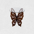 Butterfly Side Table, Tempered Glass Coffee Table with Solid Wood Base, Small Decorative End Table for Living Room, Balcony, and Bedroom(Clear)