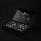 SENKEN 8-Piece Japanese Knife Set with Black Resin Handle and Laser Damascus Pattern - Onyx Collection - Chef's Knife, Santoku Knife, Bread Knife, Paring Knife, & More