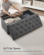 SONGMICS Storage Ottoman Bench, Foot Rest with Legs, Load up to 661.4 lb | End of Bed Bench, Storage Chest, 43.3 x 15.8 x 15.8 Inches, Slate Gray and Ink Black, MELISA Collection ULSF088G01