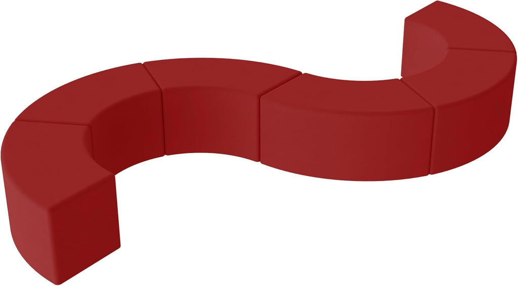 FDP Pro Series Upholstered Configurable S-Curve Accent Ottoman Seating Set (18" H) Collaborative Commercial Furniture for Hotel Lobby, Office, Restaurant, Waiting Room (6-Pack) - Crimson