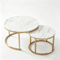 Nesting Tables Set of Round Coffee TableNesting Tables | Set of Round Coffee TableSmall Nesting Coffee Table with Adjustable Non-Slip Fee, White Marble Top Stack Nesting Tables