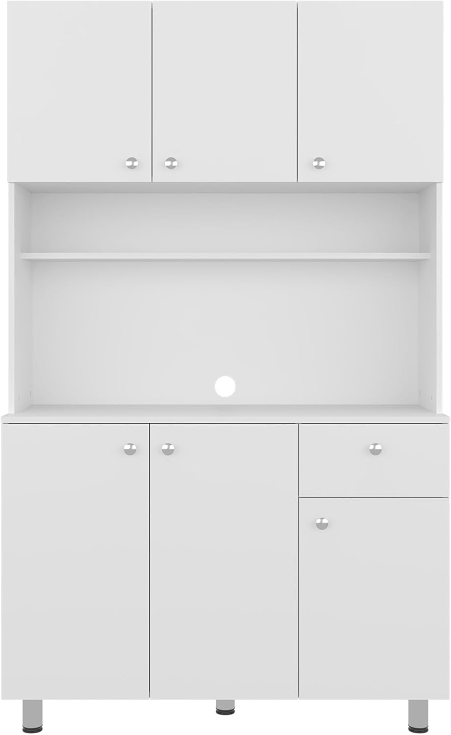 DEPOT E-SHOP 44" Lehr Pantry Cabinet with Ample Storage, Spacious Shelves, and 6 Doors-1 Drawer, White - Kitchen – Tall Kitchen Storage & Pantry Organization