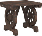 vidaXL Patio Footstool in Solid Fir Wood with Wagon Wheel Design – Durable Outdoor Ottoman/Garden Stool, Brown, 15.7""x14.4""x15.2"", 365110