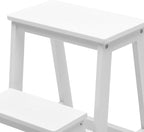 Wooden Folding Library Ladder Chair, 3-Step Multifunctional Step Stool, Display Ladder and Storage Shelf for Kitchens, Garages, Bars, Counters (White)
