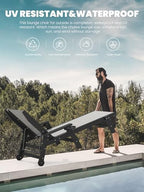SERWALL Textilene Patio Chaise Lounge Chair Set of 2, HDPE Outdoor Lounger | with Rolling Wheels for Pool, Deck, Black