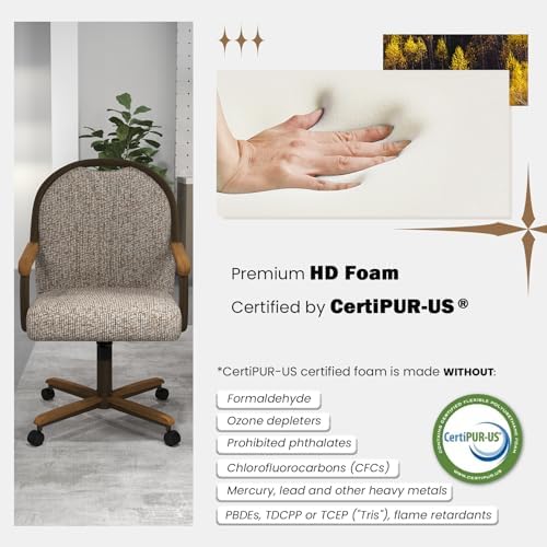 Chromcraft D7775 4pc Swivel Tilt Kitchen Dining Chair - Bronze-Chestnut | Premium Seating with Caster Wheels and Wooden Arms - Classic Rolling Comfort for Dining Room Elegance