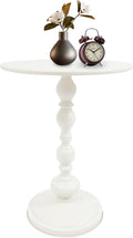 Pedestal Metal Round Side Table Round Small Accent Table Multifunctional Vintage Coffee Table for Living Room, Bedroom, Office, bar and Patio (White)