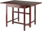 Furnifact Walnut Folding Dining Table – Compact Drop Leaf Table – Space-Saving Rectangular Kitchen and Dining Room Table for Small Homes, RVs, and Apartments