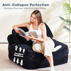 Folding Futon Sleeper Sofa Bed Chair, No Assembly, Black 3 | Dual-layer flannel corduroy| Anti-collapse foam| Pillow and blanket included| Side pockets| Ergonomic for lounging