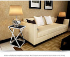 Telephone Table, Stainless Steel Glass Coffee Table,Sofa Side Table/Telephone Table,Black and White Flower Stand,for Living Room Bedroom,Stainless Frame,Black(Black-15.74 * 15.74 * 27.55in