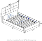 Furinno Laval Button Tufted Upholstered Platform Bed Frame, Queen, Linen