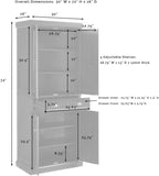 Crosley Furniture Seaside Coastal Pantry Storage Cabinet with Shelves, Kitchen, Dining, or Laundry Room, Distressed Navy