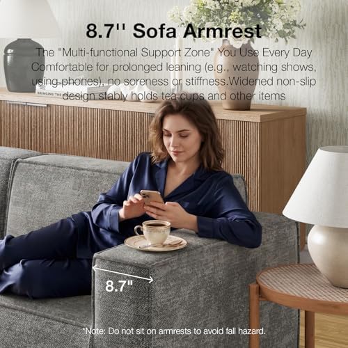 Novilla 109" Modular Sectional Sofa, No Assembly Cloud Sectional Couch with Smarts Coil® Support, Chenille Fabric L Shape Couch for Living Room Apartment, Dark Gray(R-Arm 4 Seat w/ 1 Ottoman)