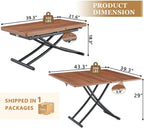 Adjustable Height Coffee Table to Dining Table, Lift Top Foldable Dining Table with Expandable Top & Wheels, Convertible Coffee Table for Small Spaces & Apartments