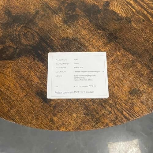 23.6" 3 Piece Round Bar Table and Chair Set with Shelf Rustic Brown | Rustic Brown Particleboard And Black Steel Frame With Integrated Middle Storage Shelf For Small Spaces
